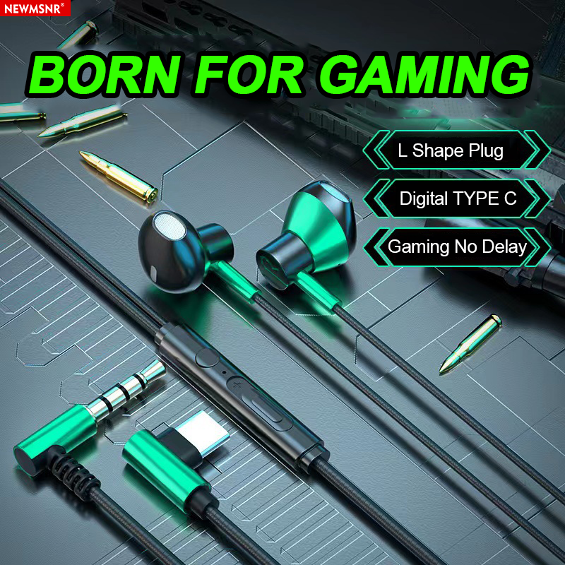 (NEW) Newmsnr Gaming Earphones With Mic Digital TYPE-C Wire Headset HD Call Headphones HiHi Clear Bass Earphone Waterproof Sweat-proof Original High Quality Earphone ราคา 89 บาท*ส่งฟรี