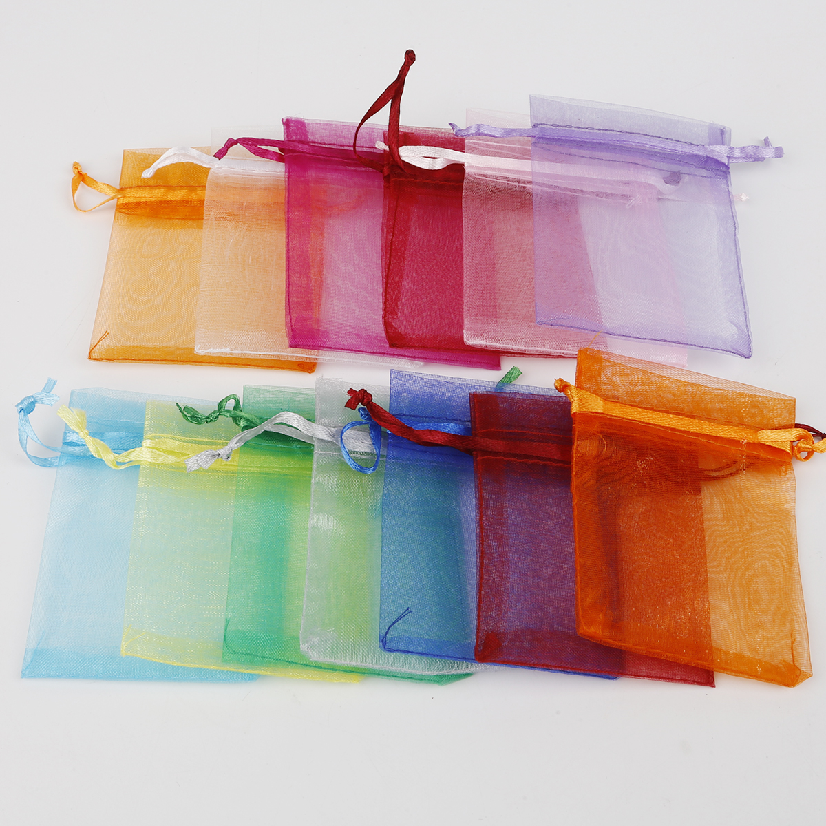 10Pcs 15x20CM Colorful Organza Bags Tulle Drawstring Pouches Jewelry Packaging Display Bag Wedding Party Gift Storage Candy Bags