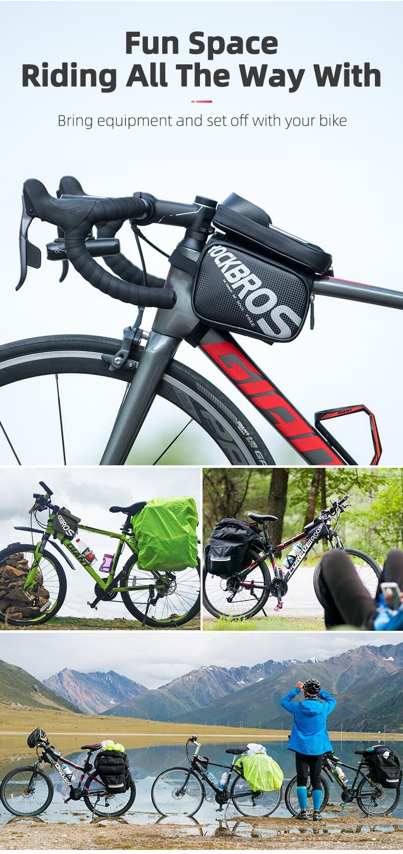 ROCKBROS Đạp xe đạp Xe đạp Túi trên cùng Ống chống mưa MTB Khung xe
