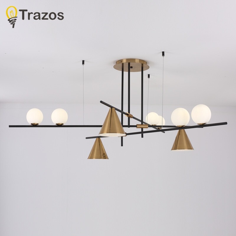 TRAZOS Chandeliers Modern Minimalist Ceiling Lights Line Glass Ball Pendant Light Led Lamp for Dining Room Home Decor Indoor Lighting Fixtures ราคา  3,845 บาท*ส่งฟรี