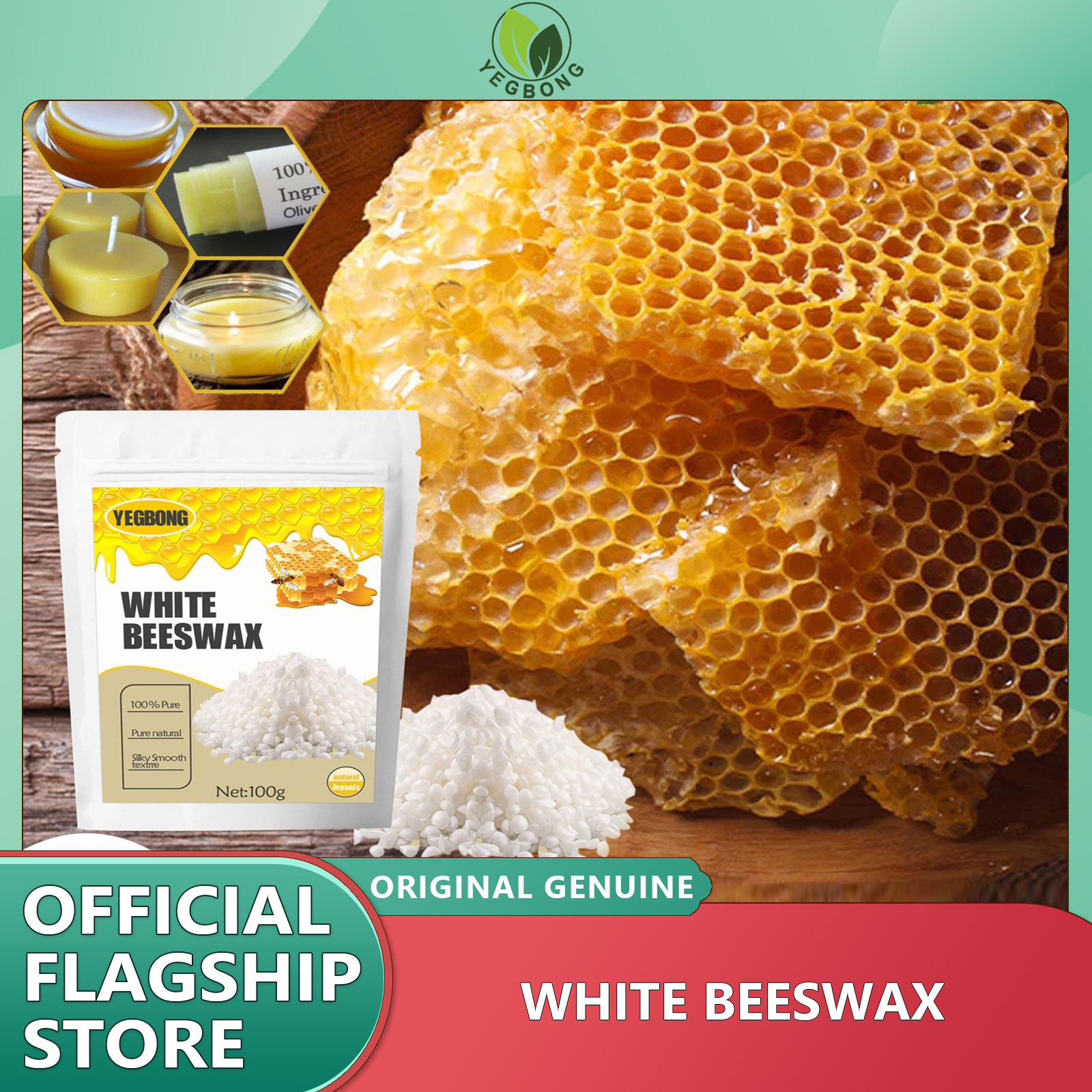 YEGBONG White Beeswax Natural Aromatherapy Candle Beeswax Particles Creative Diy Handmade Candle Column Wax Material 100g Candles DIY Organic White Beeswax Pellets Pure Bees Wax Pastilles Skin Care Lip Balm Soap Candle Making Kit Sealing Wax ราคา 130 บาท*ส่งฟรี