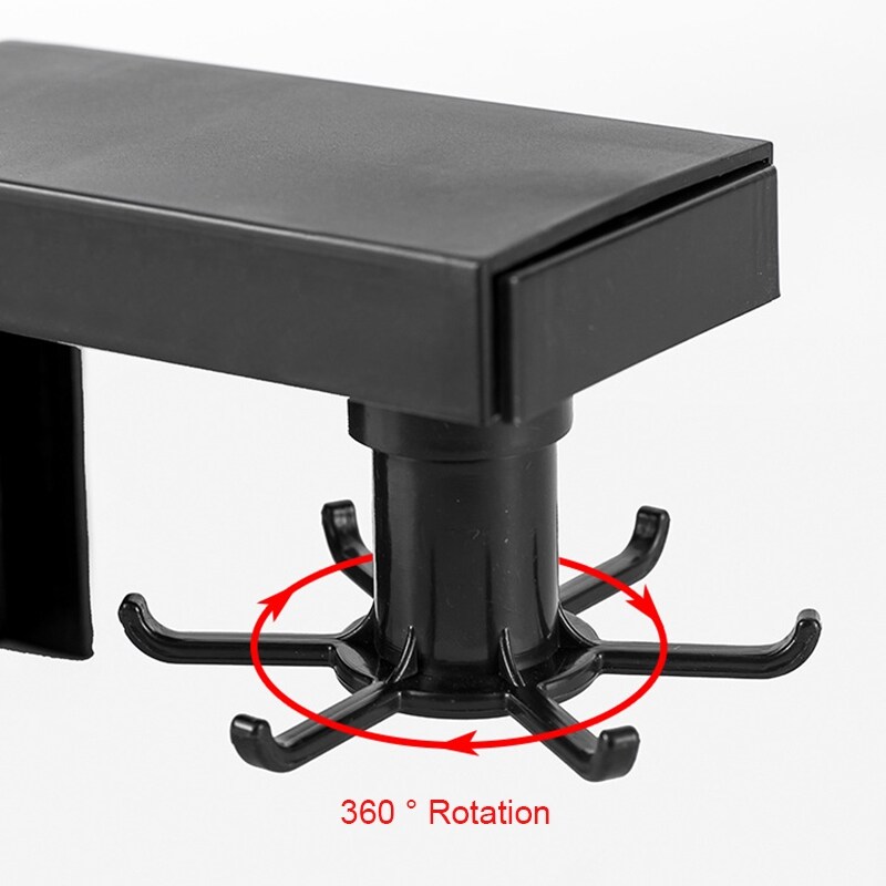 Gambar Rotating Racks Holder Kitchen Organizer Telescopic Self Adhesive Storage 6 Hooks Cooking Spoon Hanging Bathroom Wall Hanger Home