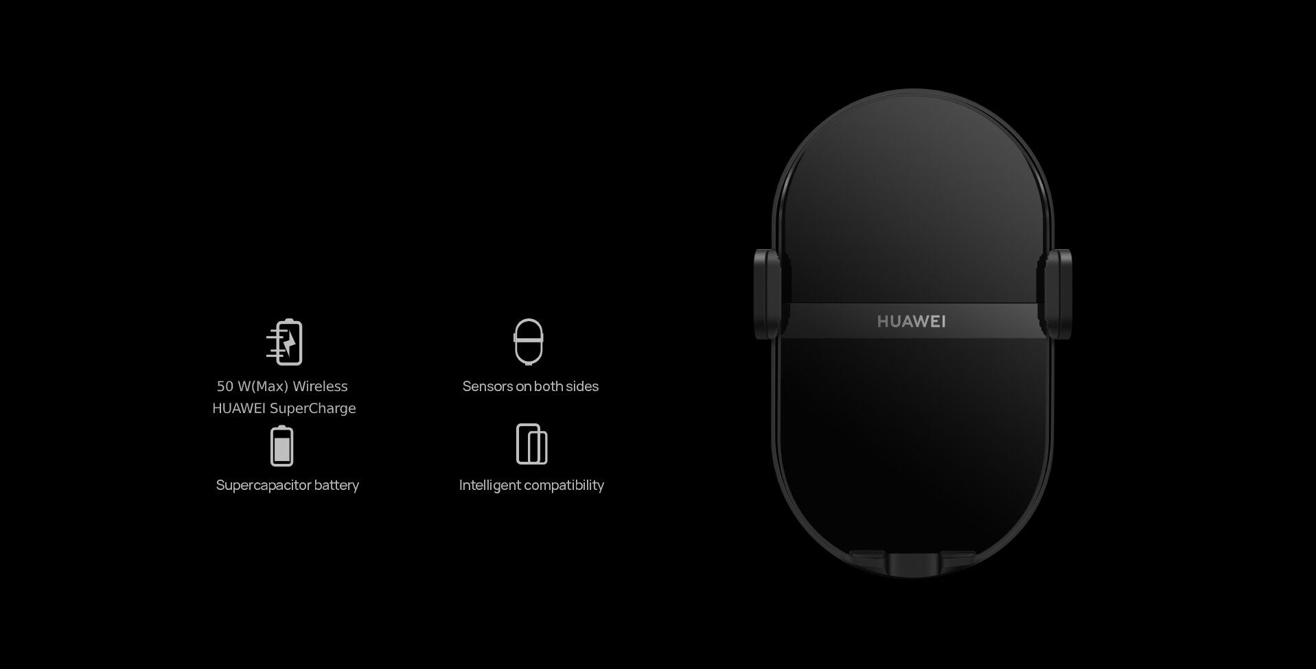 Huawei SuperCharge Wireless Car Charger 50W 2 Ports 3D Air Cooling Universal Compatibility