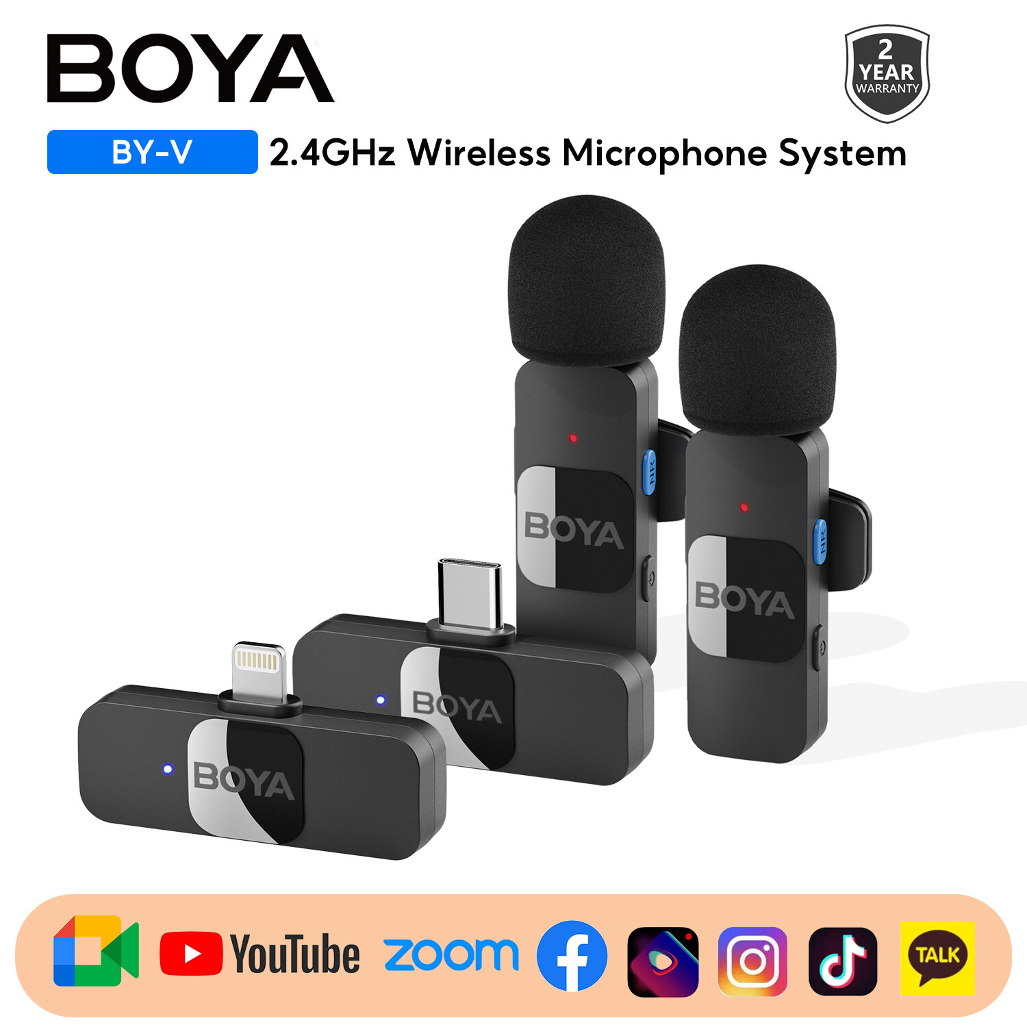 Boya by-V mic-rô không dây Ban Đầu mic nhỏ Ve Áo Vlog Microphone Cho phát trực tiếp Android USB-C iPhone