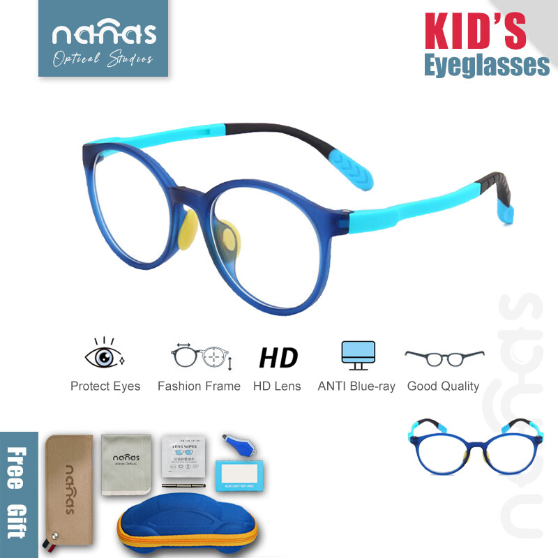 Nanas kính mắt trẻ em kính chống bức xạ cho trẻ em/kính bảo vệ mắt chống ánh sáng xanh/ống kính thay thế/khung mềm dẻo trọng lượng nhẹ/trẻ 5-12 tuổi 2103