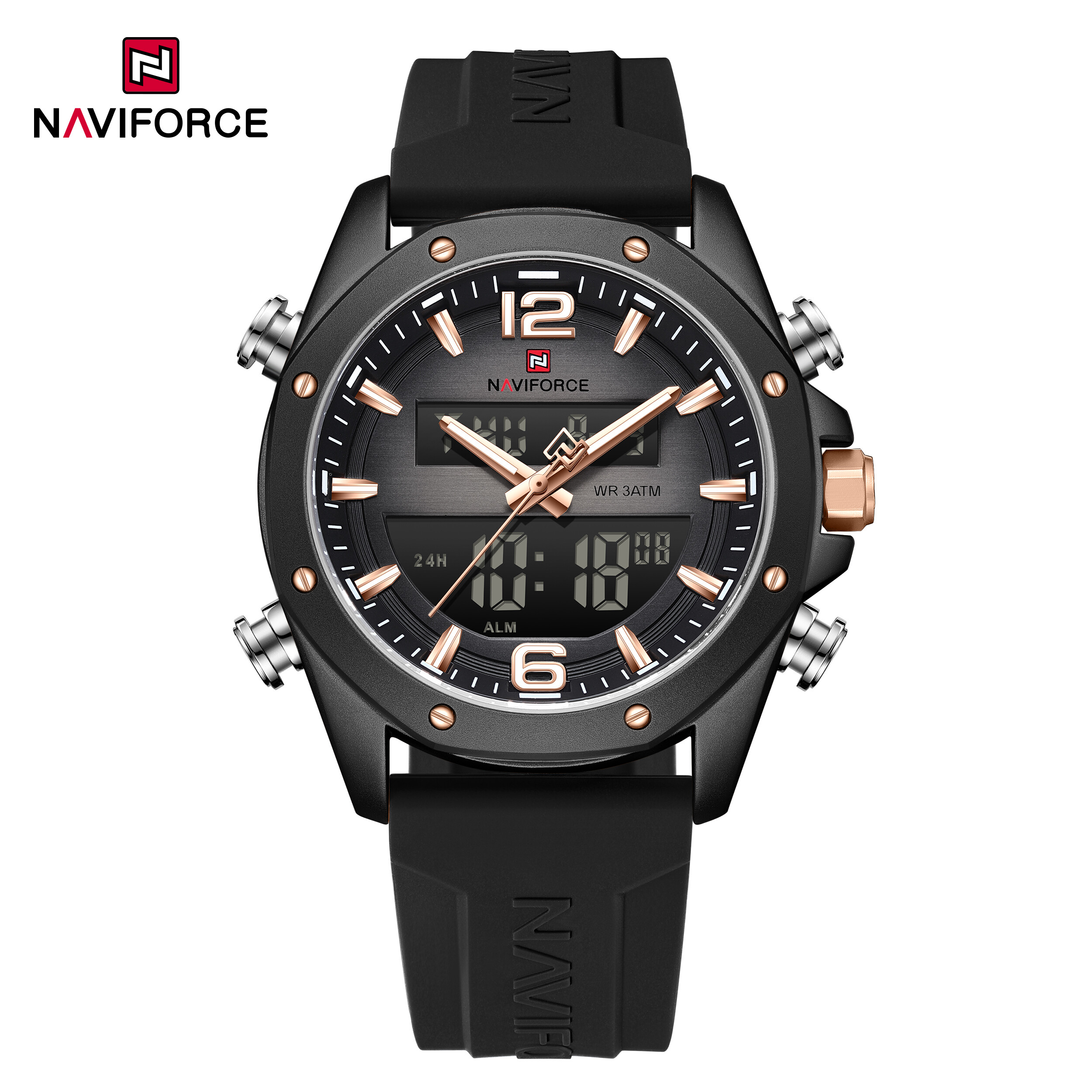 NAVIFORCE Original Watch for Men Brand New 30m Waterproof Sport Outdoors Watches Dual Display Dial Alarm Luminous Day Date NF9264 ราคา 951 บาท*ส่งฟรี