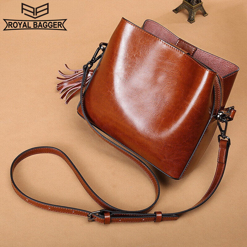 Túi Đeo Chéo Royal Bagger Cho Nữ, Túi Đeo Vai Thời Trang Bằng Da Bò Thật 100% Phong Cách Hàn Quốc Dành Cho Nữ Sinh, Túi Xách Điện Thoại Thông Dụng