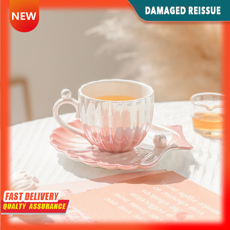 Gambar Pearl Shell Coffee Cup European Creative Coffee Cup Saucer Ceramic Cup Gift Ins Afternoon Tea Set