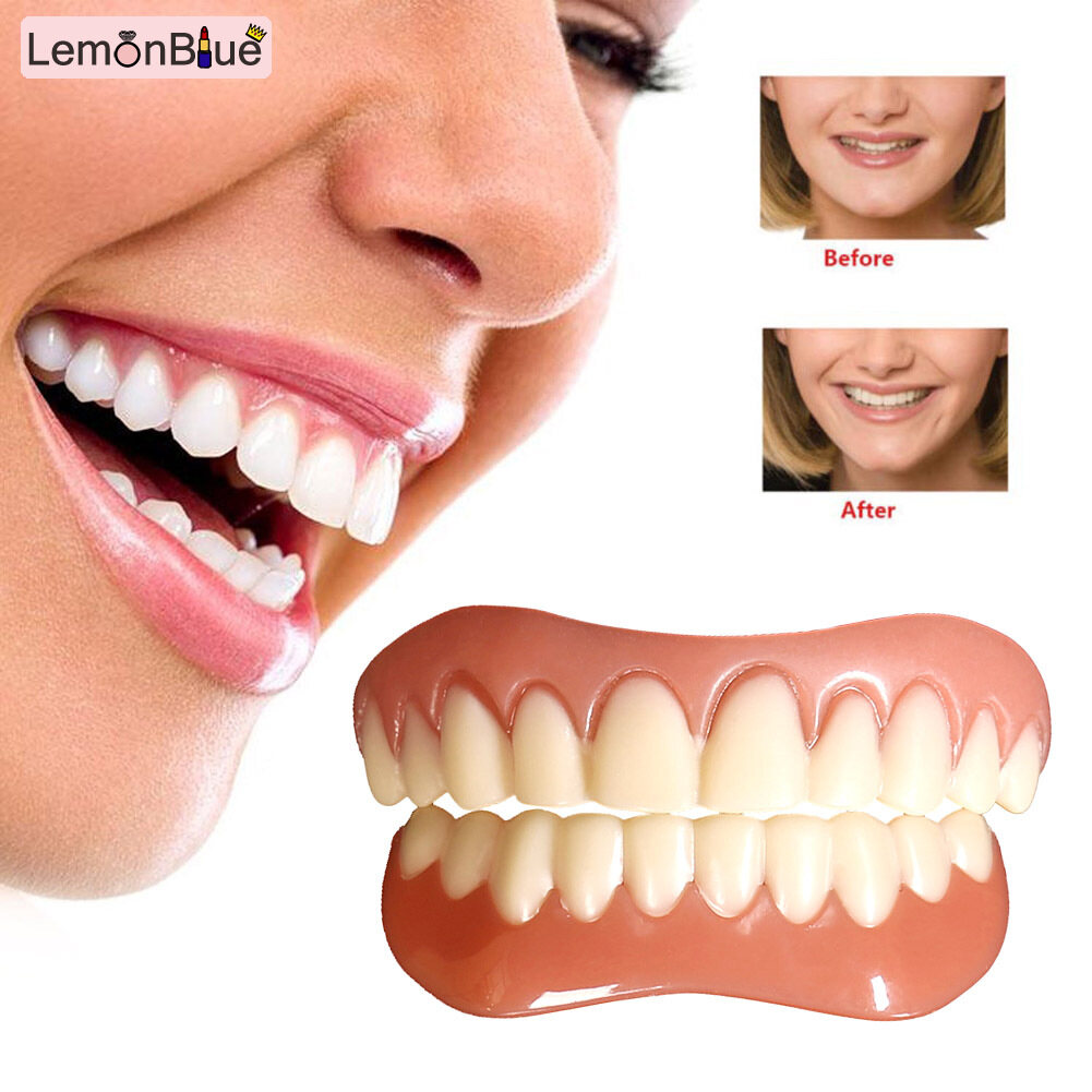 Gambar LemonBlue 1 Pcs Simulation False Tooth Cover Natural Perfect Instant Smile Veneers For Men Women False Tooth Cover Men Women Simulation Natural Perfect Instant Smile Veneers