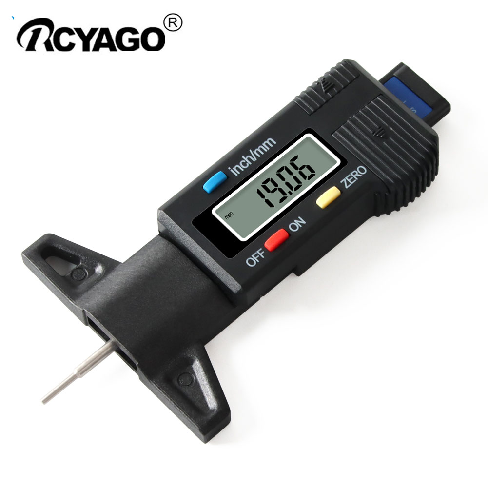 Rcyago thước đo độ sâu rãnh lốp xe kỹ thuật số thước kẹp lốp xe hơi đồng hồ đo độ dày má phanh rãnh hệ thống giám sát lốp giày cho ô tô, động cơ