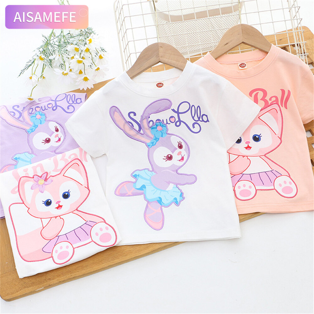 AISAMEFE 2023 Children Clothing Summer Short Sleeve T-shirt StellaLou Cartoon 3D Lace Girl Top LinaBell StellaLou ราคา 218 บาท*ส่งฟรี