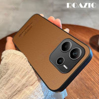 Roazic cho Redmi Note 14 4g vỏ điện thoại sang trọng phong cách kinh doanh da PU cổ điển ống kính máy ảnh bảo vệ vỏ lưng silicon mềm CP01