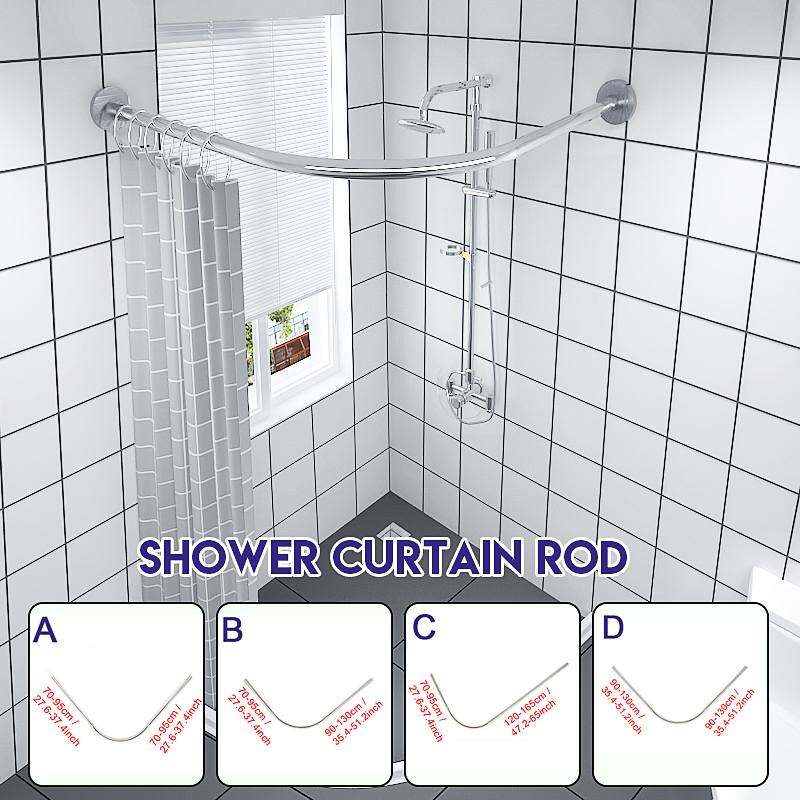 Extendable Curved Shower Curtain Rod L, 90 Inch Curved Shower Curtain Rod