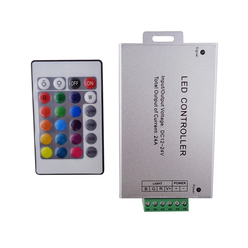 RGB led controller 12A 24A 24 keys IR remote control dc 12V-24V for 5050 /3528 led strip