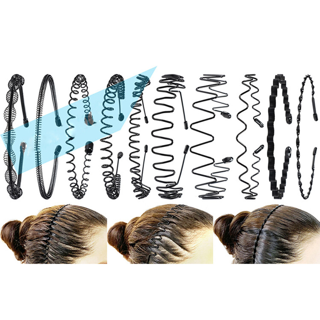 Blesiya 2 Chiếc Băng Đô Lượn Sóng Lò Xo Kim Loại Phi Giới Tính, Băng Đô Thể Thao Rửa Mặt