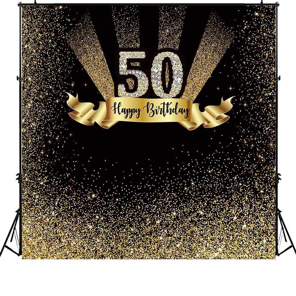 Funnytree 6x6ft Gold And Black 50th Birthday Photography Backdrop