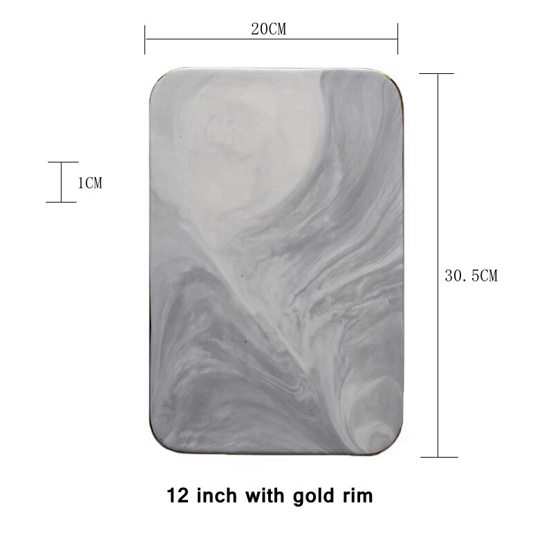 Gambar 1012 inch ceramic marble serving plate for Bread Dessert or Sushi tableware cheese board