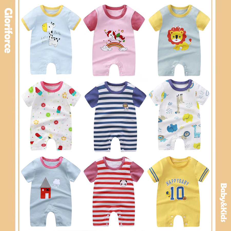 0-18 Tháng Áo Ngắn Tay In Hoạt Hình 100% Cotton Cho Bé