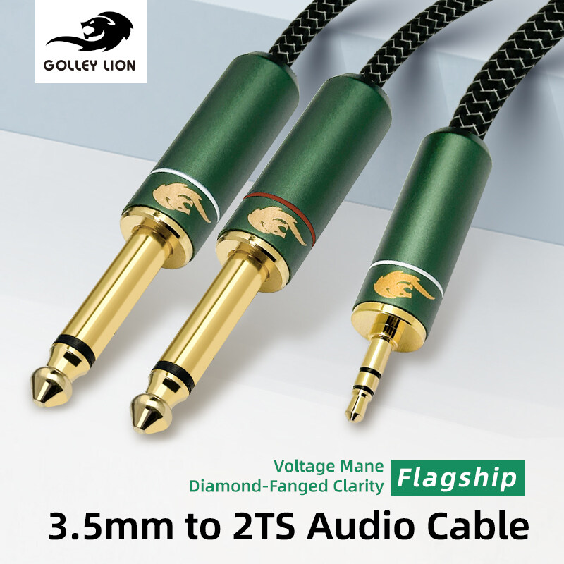 GOLLEY LION 3.5mm to Dual 6.35mm TS Cable, Silver-Plated Conductor, Low-Noise Signal Hi-Fi Audio for Mixers/Amplifiers ราคา 1,236 บาท*ส่งฟรี