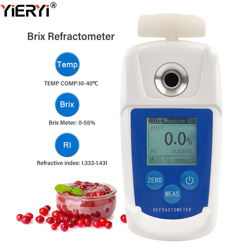 yieryi Digital Brix Meter Refractometer 0-55% Brix Sugar Refractive Index Refractometer Sugar Concentration High Precision Tester