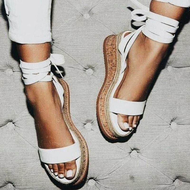 ladies white platform sandals