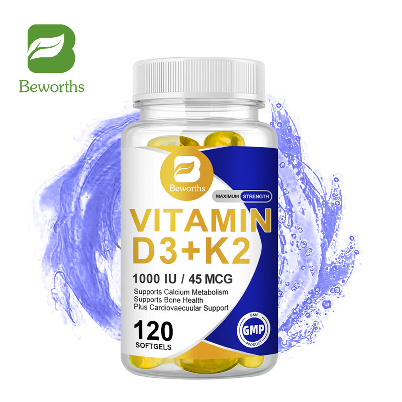 BEWORTHS Viên nang Vitamin D3K2 để tăng cường hấp thụ canxi Sức khỏe của xương & khớp Tăng cường khả năng miễn dịch Hỗ trợ sức khỏe tim mạch