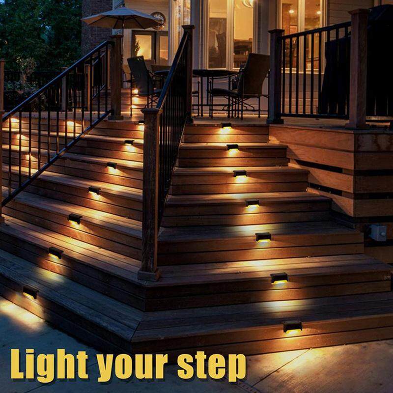 4/8/12X LED Solar Deck Lights Outdoor Path Garden Pathway Stairs Step Fence Lamp