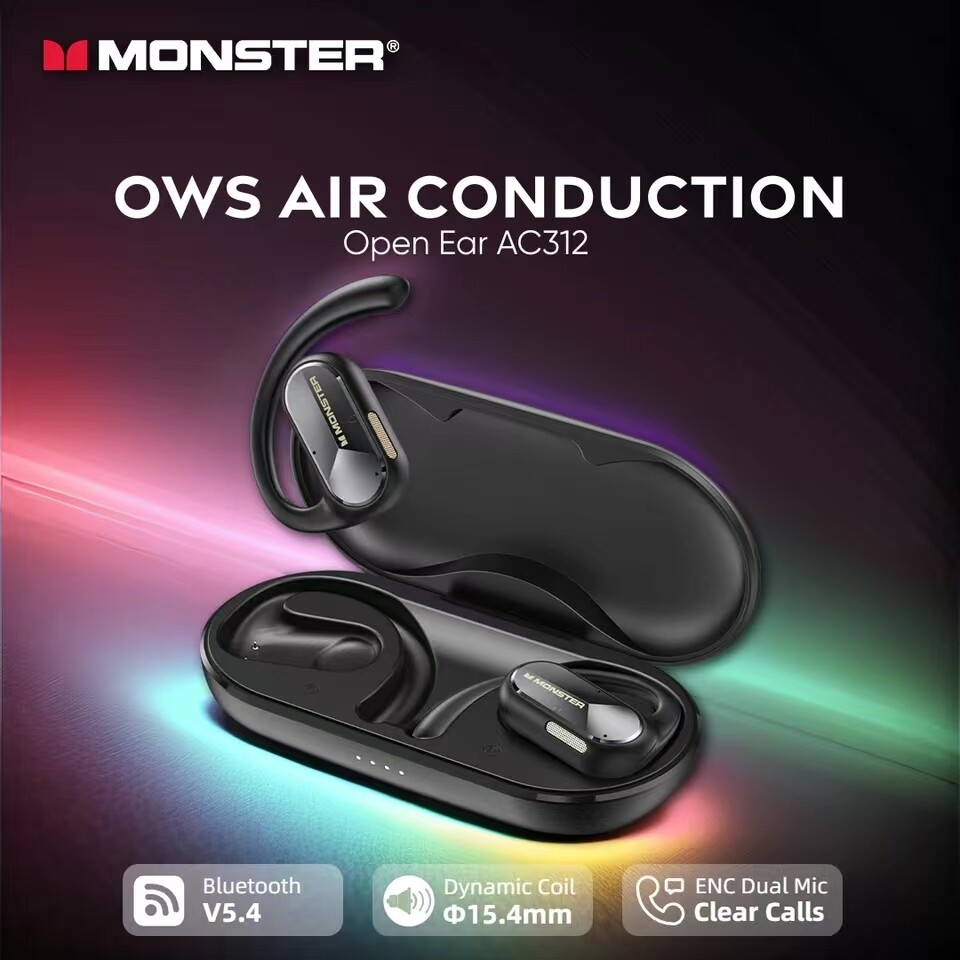 Monster ows wireless bluetooth 5.4 tai nghe không khí tai nghe thể thao mở 31h enc giảm tiếng ồn ipx5 tai nghe