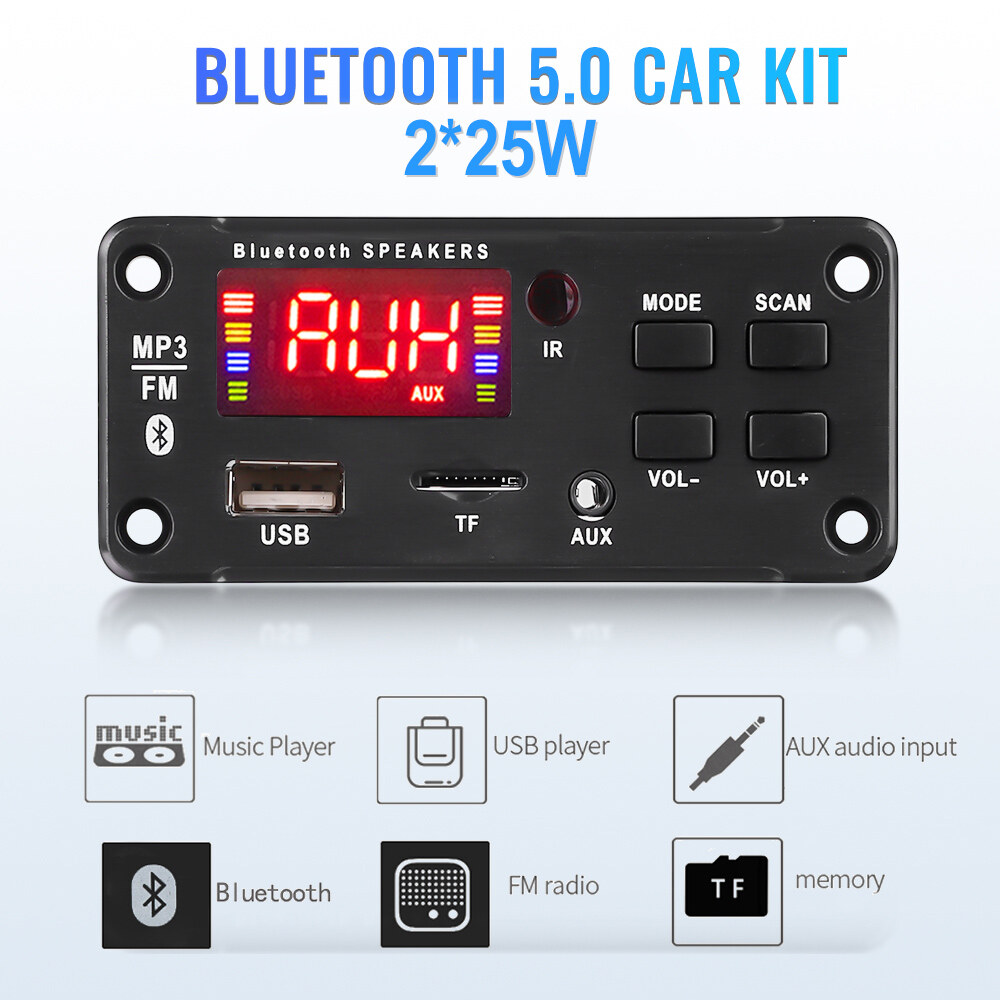 Bảng giải mã bluetooth 5.0 không dây màn hình màu lcd lớn mô-đun giải mã âm thanh mp3 wma dc 5v-12v có điều khiển từ xa hỗ trợ ghi âm hỗ trợ usb thẻ tf đài fm đầu vào aux 3.5mm bộ phụ kiện xe hơi tự làm