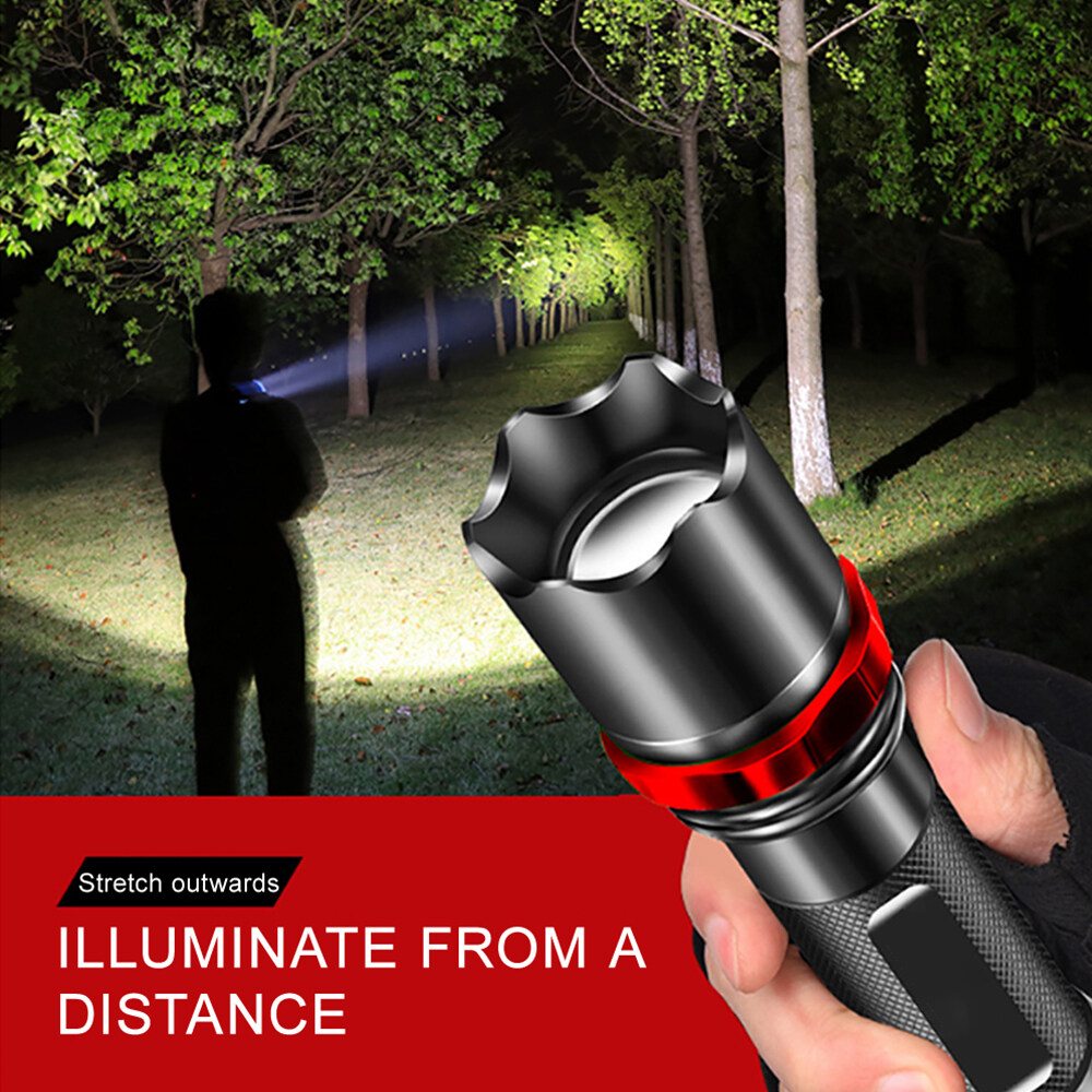 Super bright 50000lm t6 led flashlight with rechargeable 3 modes zoom flashlight 