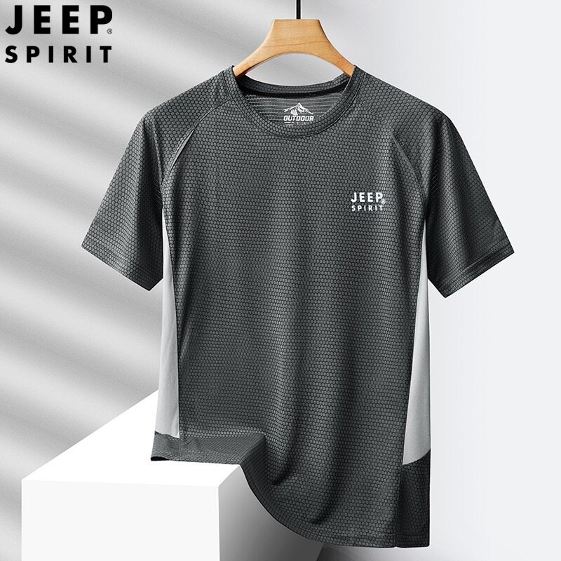 JEEP SPIRIT Summer refreshing and breathable outdoor top, running speed drying short sleeved shirt - 3