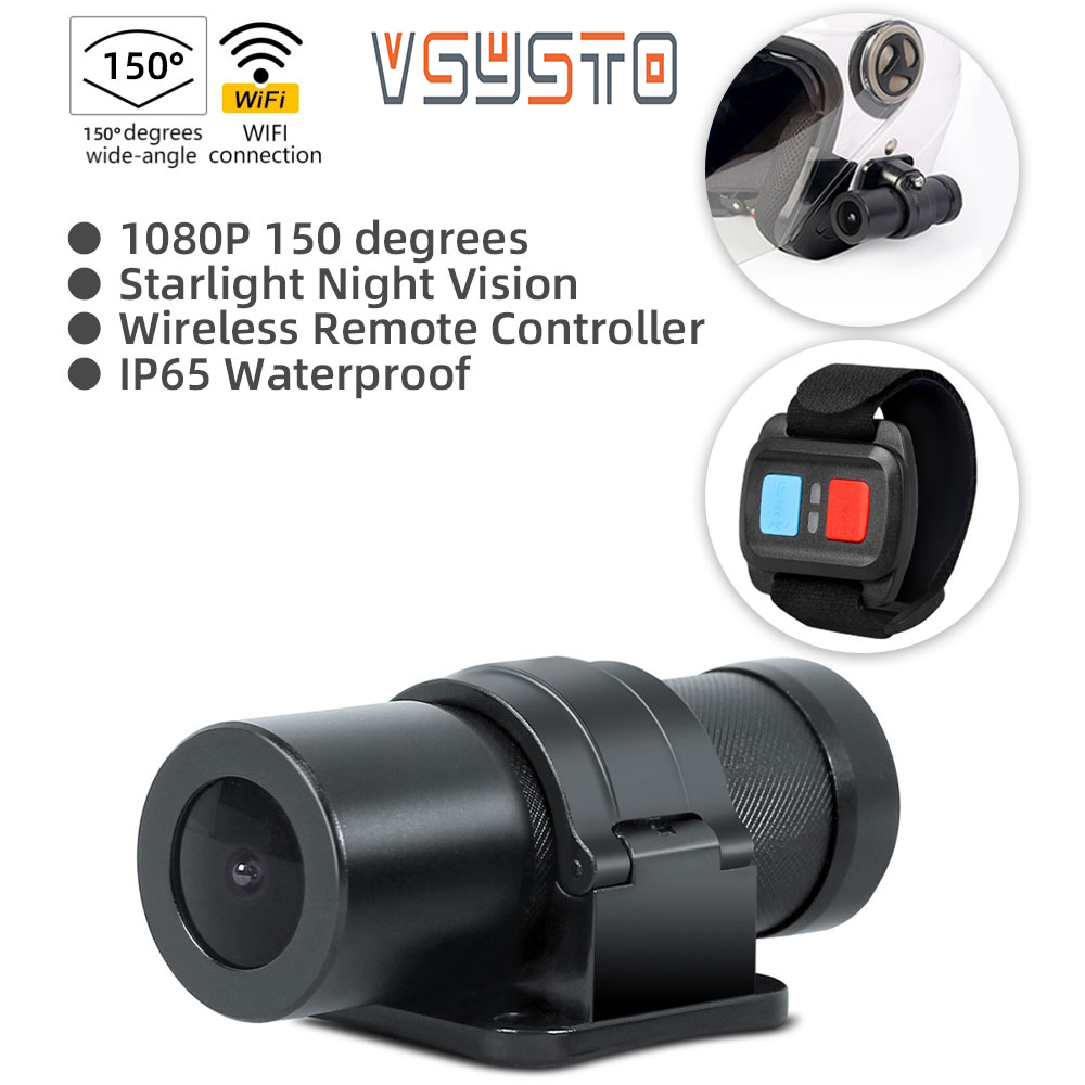 VSYSTO 1080P 150 Degrees Starlight Night Vision Helmet Camera and Wireless Remote Controller WiFi Waterproof for Helmet Dash Cam Installable on Helmets Bicycles Motorcycles ราคา 2,054 บาท*ส่งฟรี