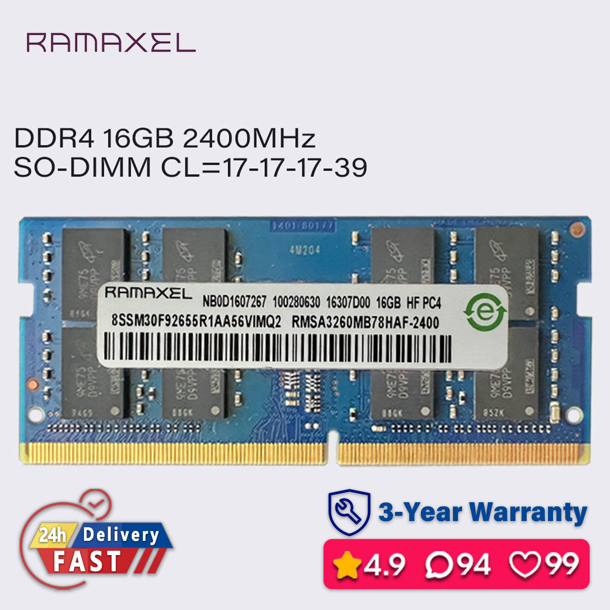 Ramaxel 3200Mhz Ddr4 Laptop Ram Sodimm Pc4 25600 For 16Gb/8Gb
