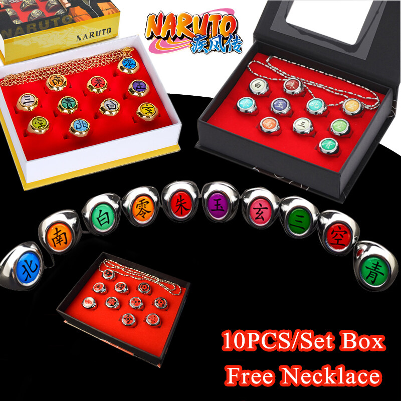 10 Pcs/Set Anime Akatsuki Ring Naruto Action Figure Cosplay Accessories Props Rings For Naruto Akatsuki Members Cosplay