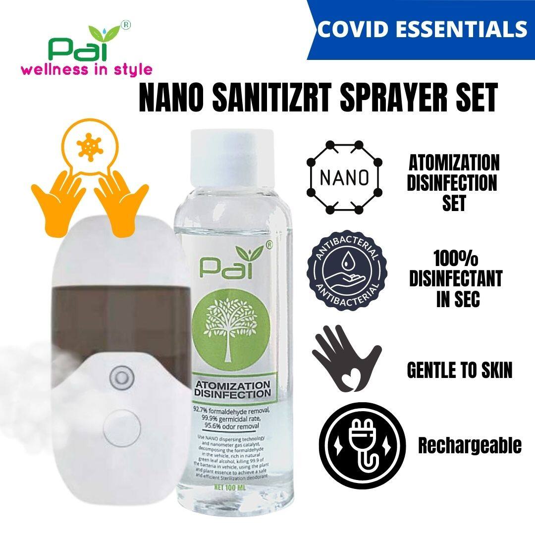 Gambar PAI Nano Mist Sanitizer Spray Pocket Sanitizer Set   Hand Sanitizer Fine Mist Atomization Disinfectant Sprayer   Auto Hand Sanitizer Kids Friendly Use Sanitizer   Value Pack 100ml   500ml