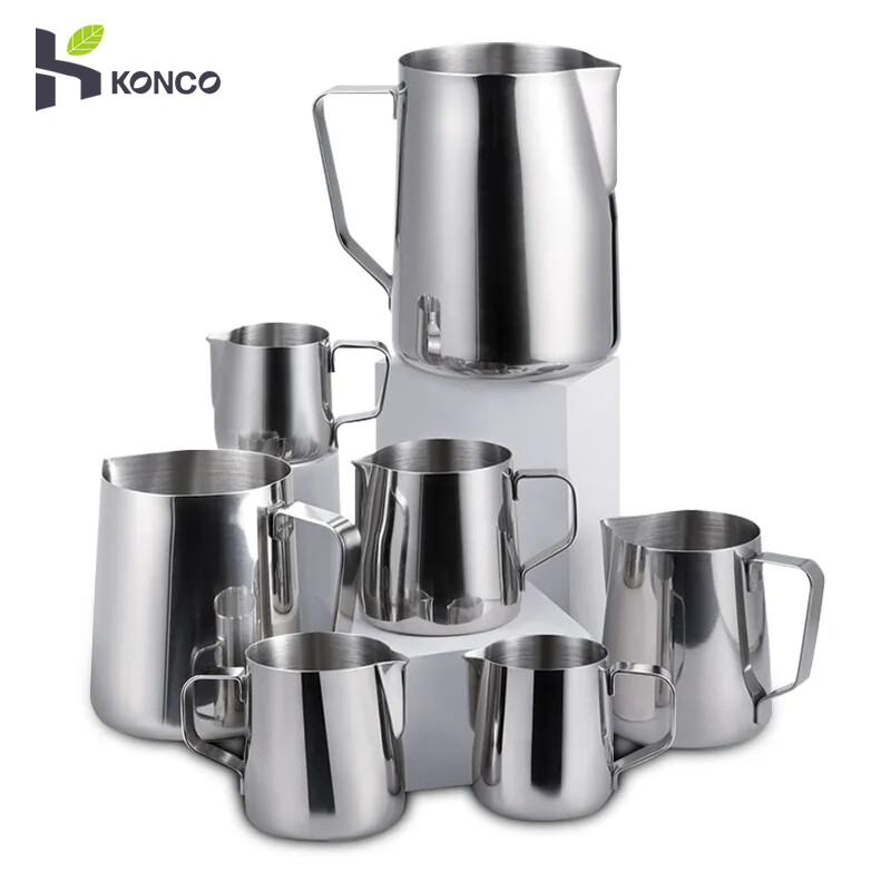 Konco 100ml-2000ml bình Đánh Bọt Sữa bằng thép không gỉ, bình sữa nồi hơi Cốc phụ kiện kem phù hợp cho barista, cà phê bình sữa Máy pha cà phê Espresso