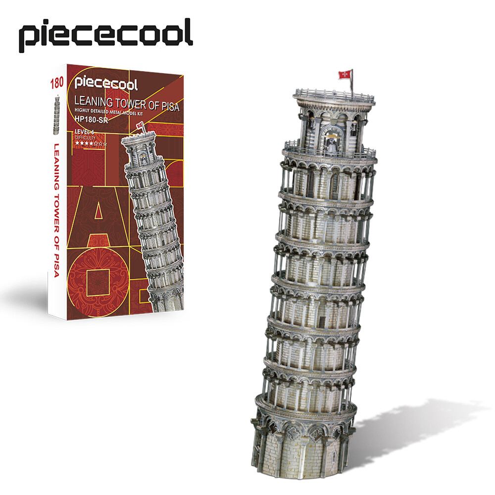 Piececool tranh ghép kim loại 3d cho người lớn, bộ lắp ghép mô hình kiến trúc nổi tiếng tháp nghiêng pisa-tranh ghép hình 3d thủ công tự làm, quà tặng sinh nhật tuyệt vời cho trẻ em
