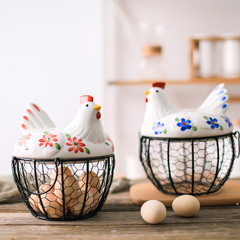 Gambar Hen Storage Basket Iron Art Basket Egg Basket Potato Garlic Container Fruit Basket Egg Storage Iron Woven Basket