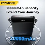 Essager 120W 20000mAh USBA loại C sạc dự phòng Màn hình hiển thị kỹ thuật số siêu mỏng di động tích hợp hai dây C + Cáp Lightning Hub sạc dự phòng PD/QC3.0 sạc nhanh cho iphone16 iPad pd100w Huawei xiaomi15 Samsung Máy Tính Bảng Máy tính xách tay sạc nhan