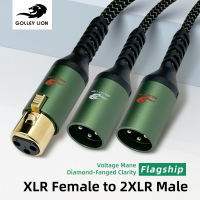 GOLLEY LION XLR ตัวเมียเป็นสายเคเบิลตัวผู้ XLR คู่ | ทองแดงชุบเงิน | ตัวแยกสัญญาณเสียงสำหรับเวที/สตูดิโอ/มิกเซอร์