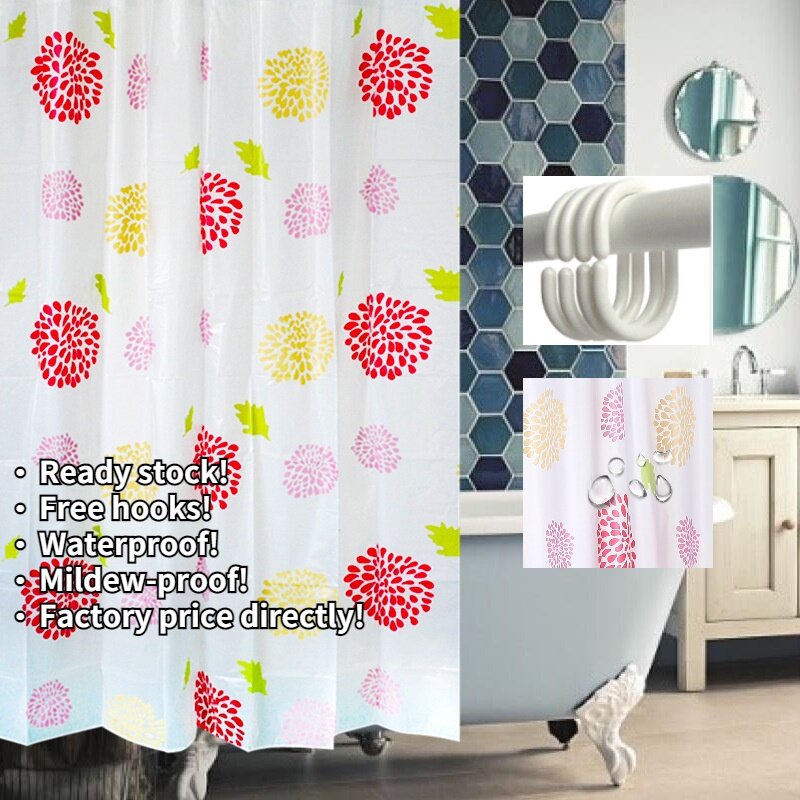 Ready Stock Modern Printed Shower Curtain Waterproof Mildew-proof Bathroom  Curtain PEVA Langsir Kalis Air Bilik Mandi | Lazada