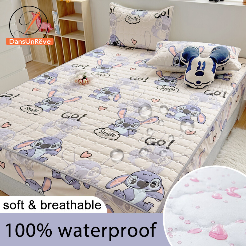 Dansunreve Waterproof Thicken Bedsheet Mattress Protector Cartoon Fitted Bedsheet Waterproof Bedsheet King Queen Single Size ราคา 229 บาท*ส่งฟรี