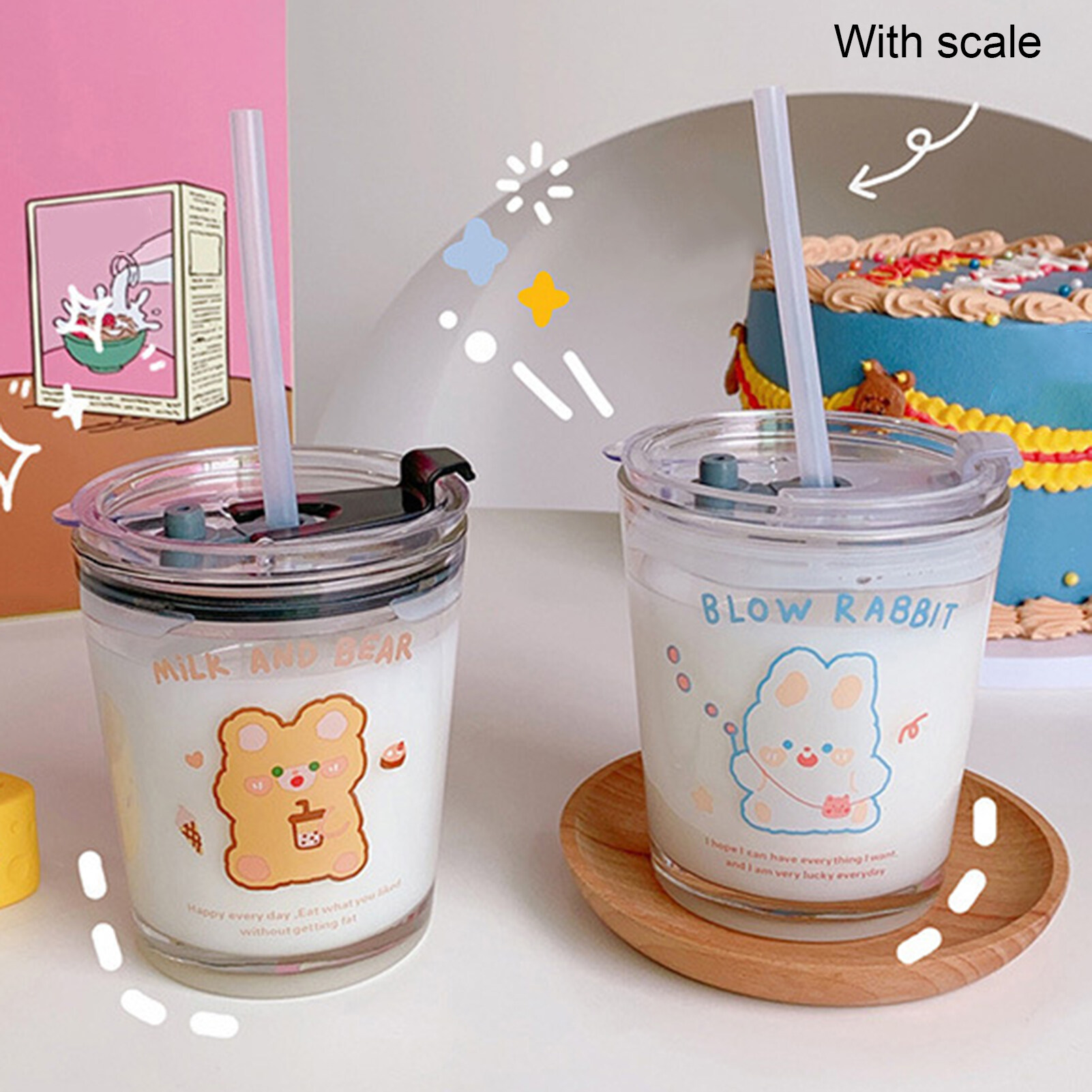 BlueH Cốc Uống Nước Cốc Có Ống Hút Uống Trà Sữa Cà Phê Dung Tích Lớn