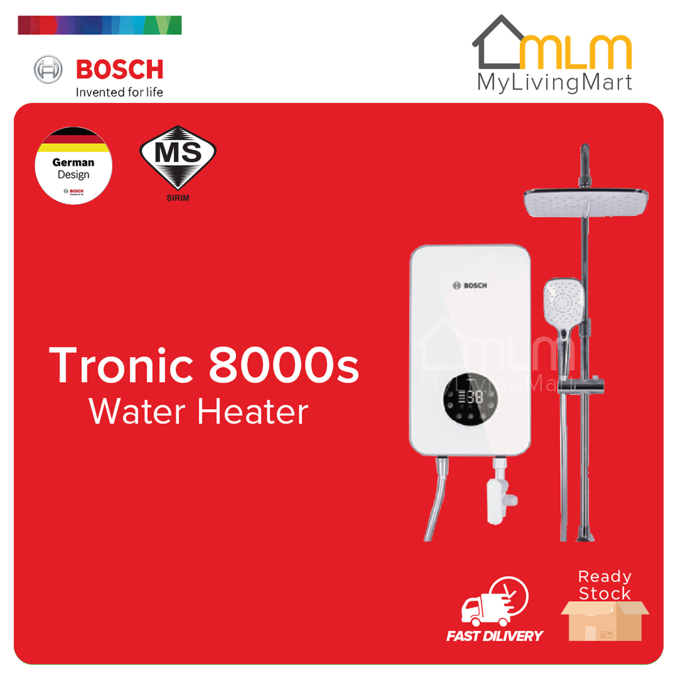 Bosch Tronic 8000S – Electric Instantaneous Water Heater with DC pump and  rain shower | Lazada