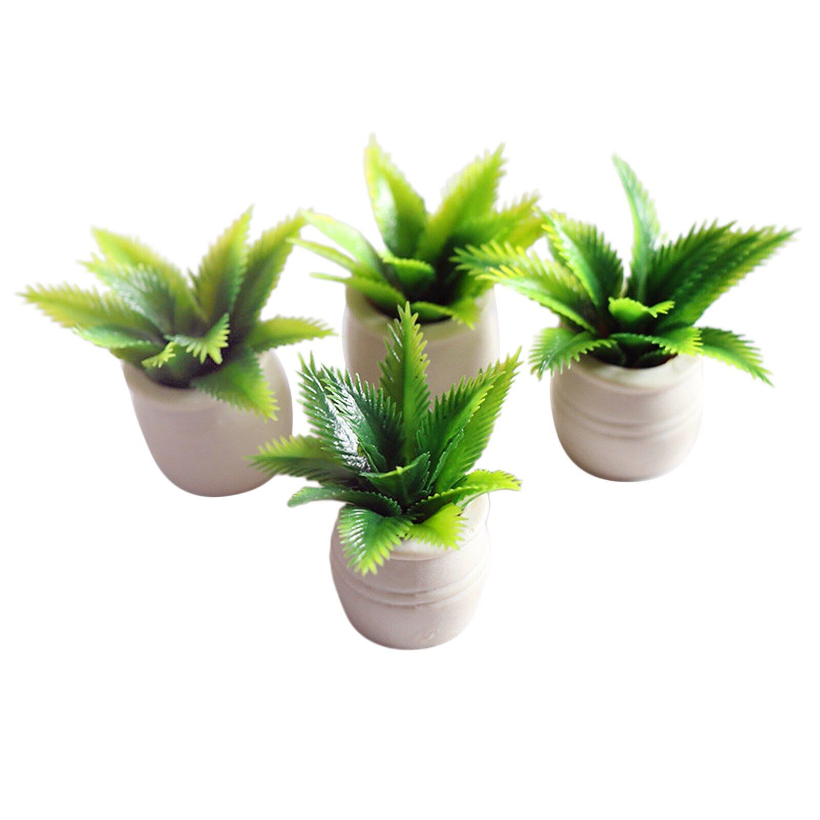 4pcs 1:12 Dollhouse Miniatures in Pot Tree Plants Model Decor Accessories