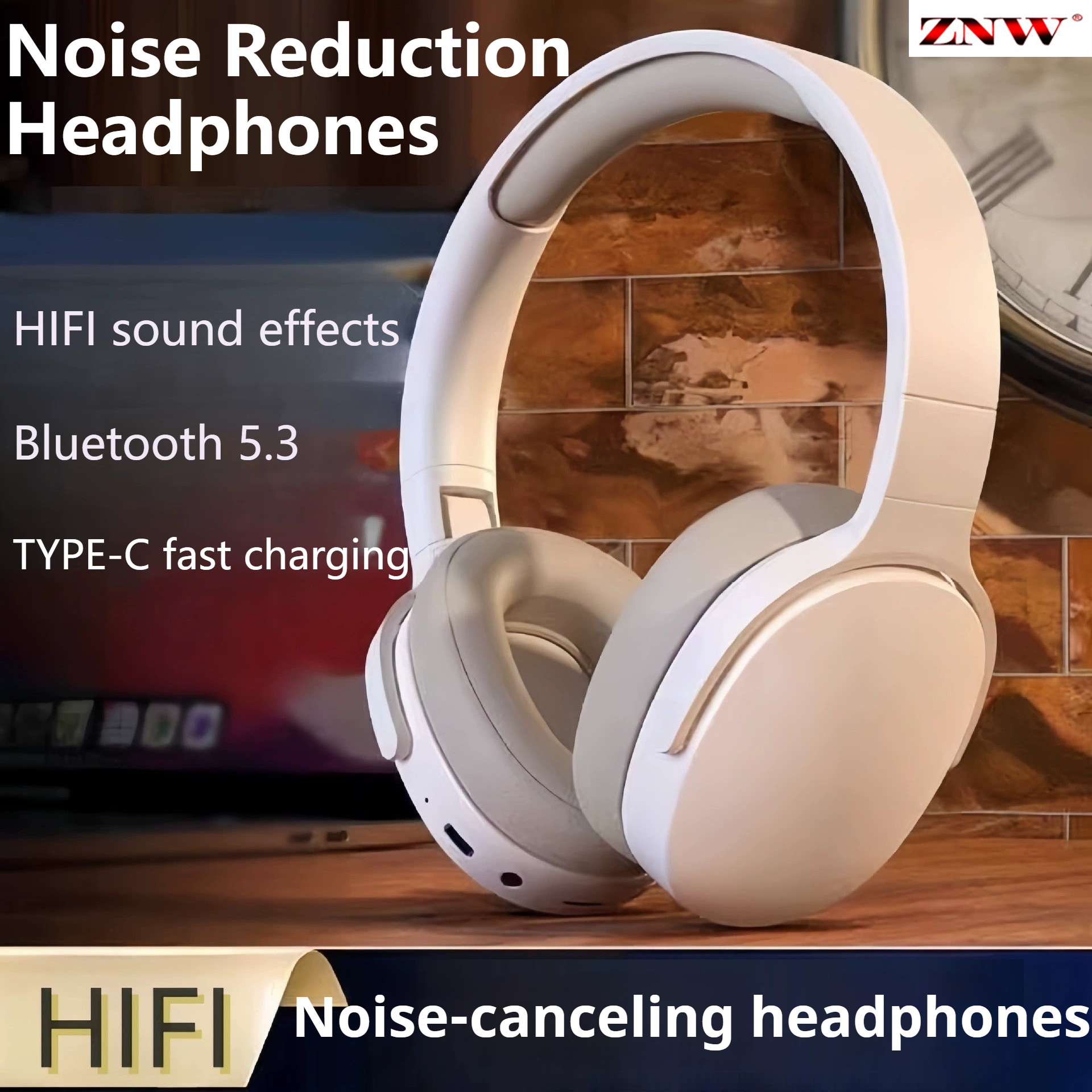 ZNW HD Call Headset Wireless Earbuds CSR Music Earphones Bluetooth Headphones ANC Noise Reduction Wireless Headphone Stereo Earmuffs HIFI Stereo Headset Ergonomic Design Headphones HD Sound Quality Earphone With Microphone Support 3.5MM AUX ราคา 146 บาท*ส่งฟรี