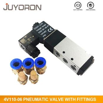 4V110-06 Electric Pneumatic Valve 1/8 Bsp Air Solenoid Control Valve 5 Way Port 2 Position Gas DC12V 24V 110 V220V Coil Volt