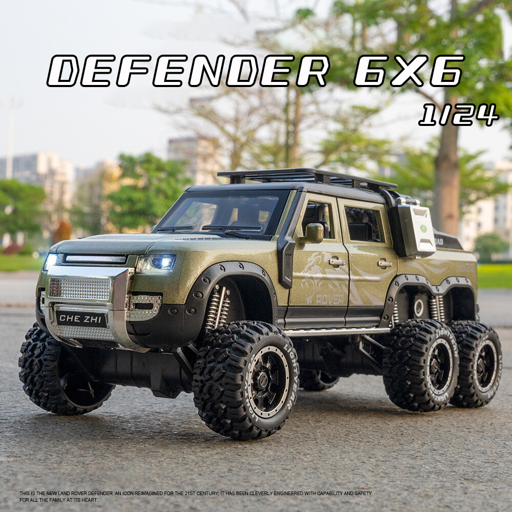 1:24 Scale Defender 6X6 Alloy Car Model Diecast Car Sound Light Car Lovers Collection Kids Birthday Gift Metal Boys Toys