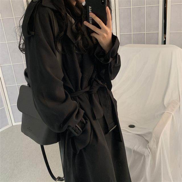 Windbreaker women's spring and autumn new 2021 Korean version mid-length small British style autumn and winter Hong Kong style over-the-knee coat