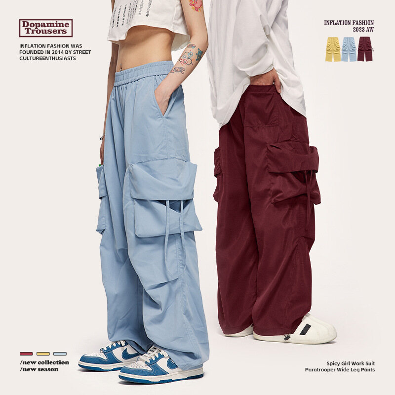 INFLATION brand Large Pocket Work Suit Wide Leg Pants 2024 Autumn Fashion Brand Personalized Loose Unisex Casual Pants